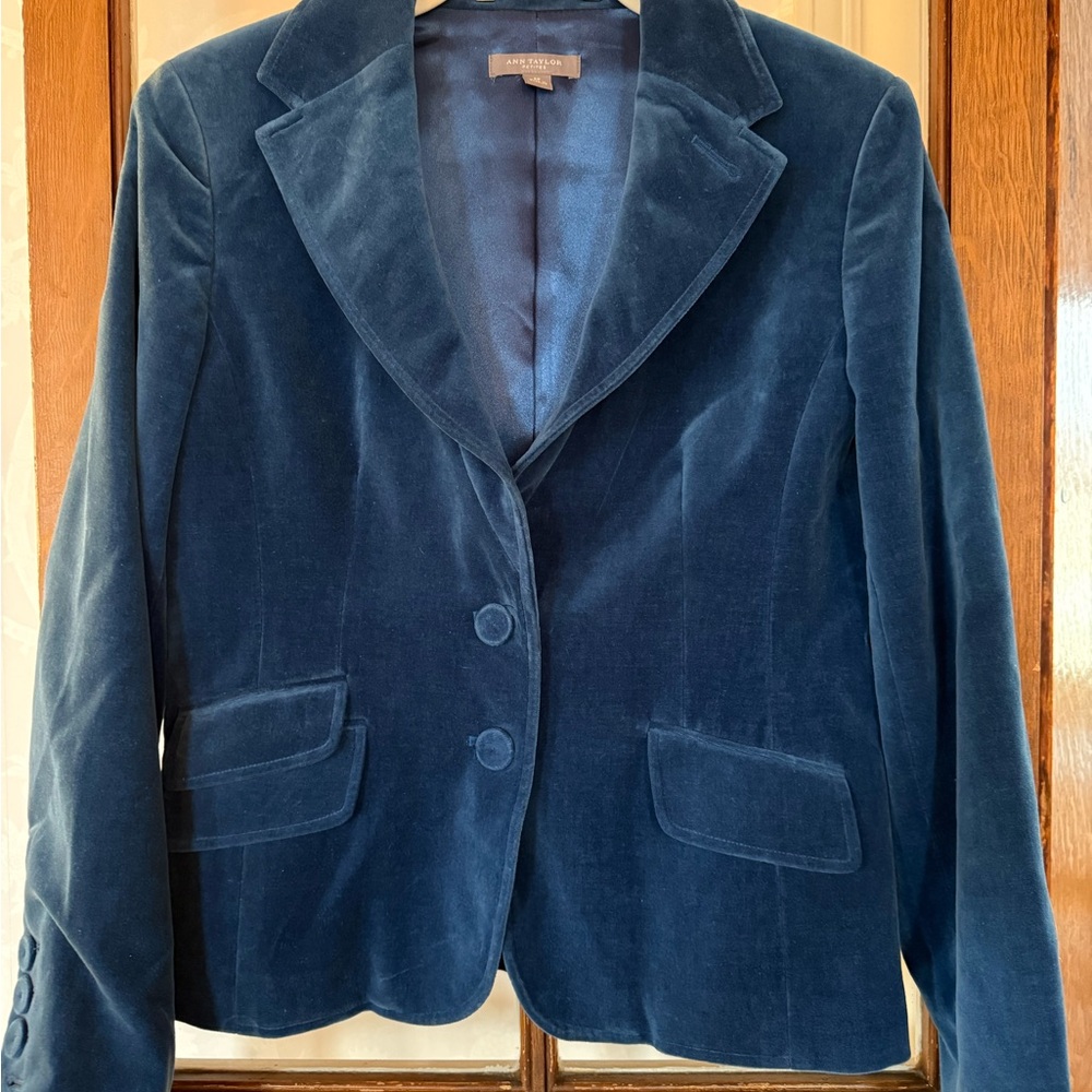 Ann Taylor Deep Blue Velvet Blazer